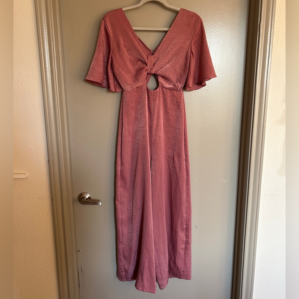 Topshop Dusty Rose Wide-Leg Jumpsuit with Twist Front